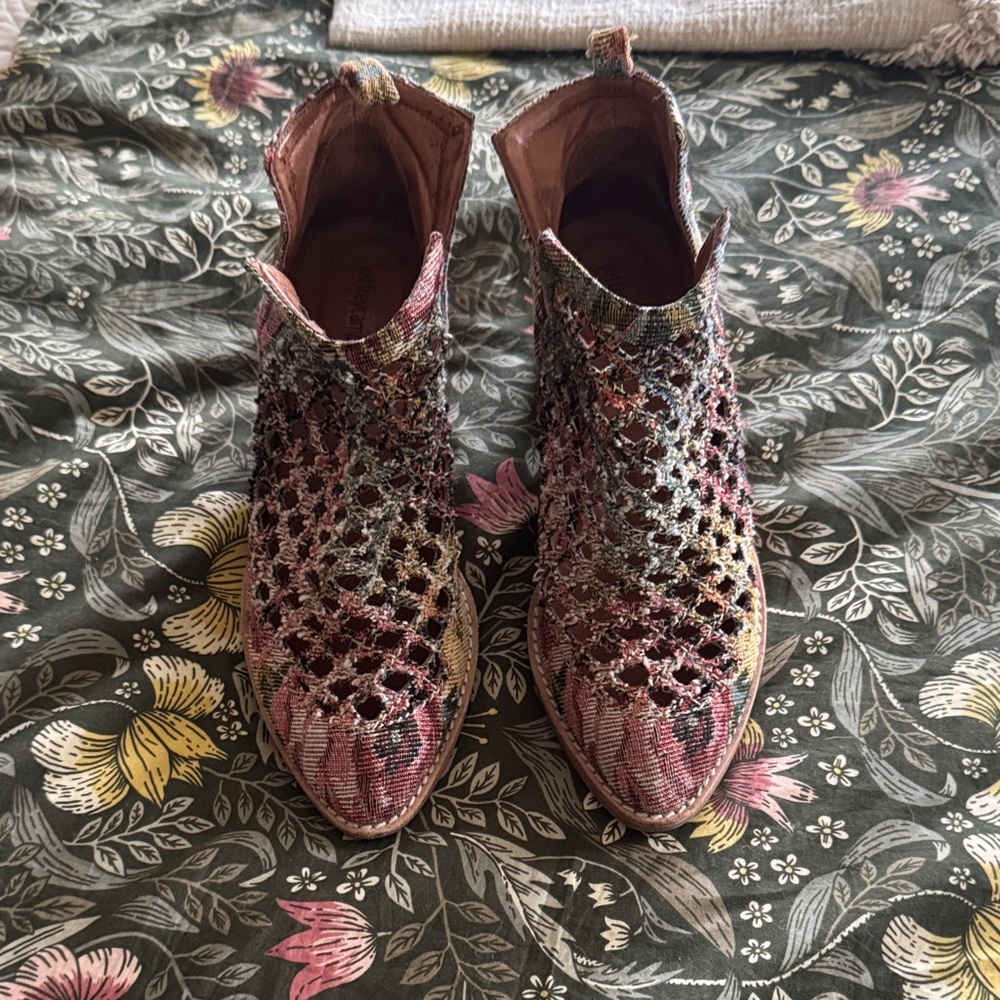 Jeffrey Campbell Multicolor Woven Ankle Booties